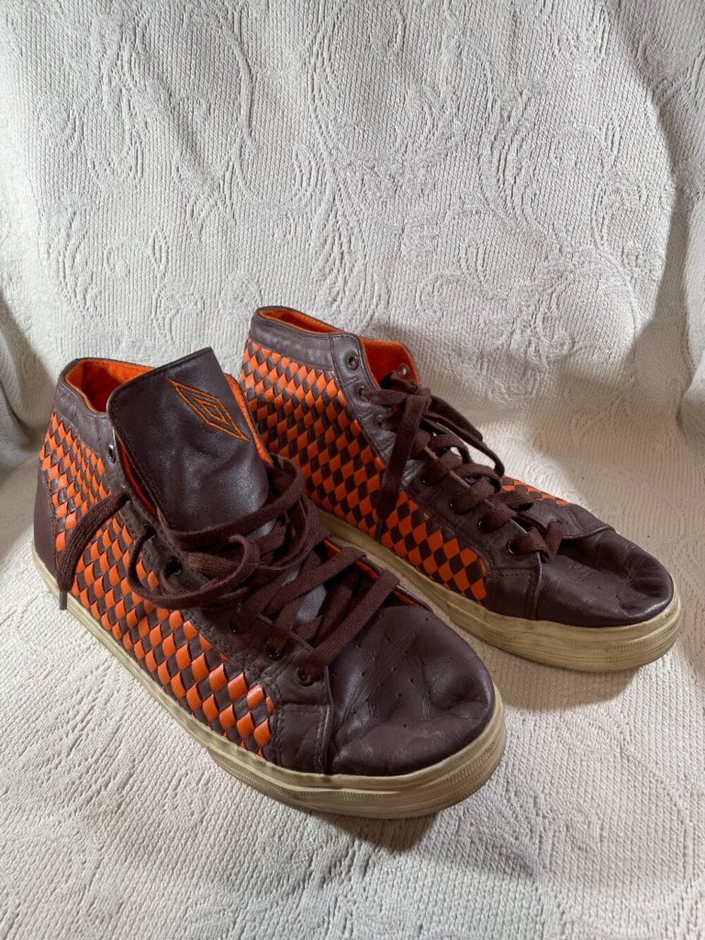 Umbro x Kim Jones Skater Hi Woven Sneakers Shoes Mens Size 10 Brown Orange